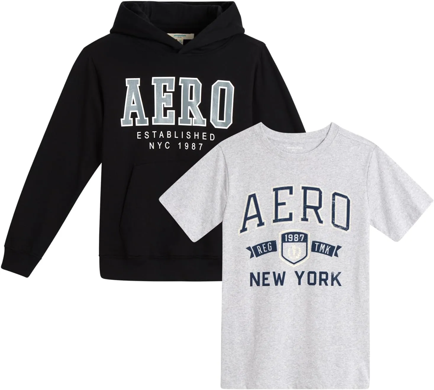 AEROPOSTALE Hoodie and T-Shirt Set - 2 Piece Pullover Hoodie Sweatshirt and Active Graphic Tee - Boys Activewear Tops (8-16)