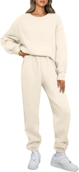 AUTOMET Womens 2 Piece Outfits Sweatsuit Oversized Sweatshirt Lounge Sets Baggy Sweatpants Fall Fashion with Pockets