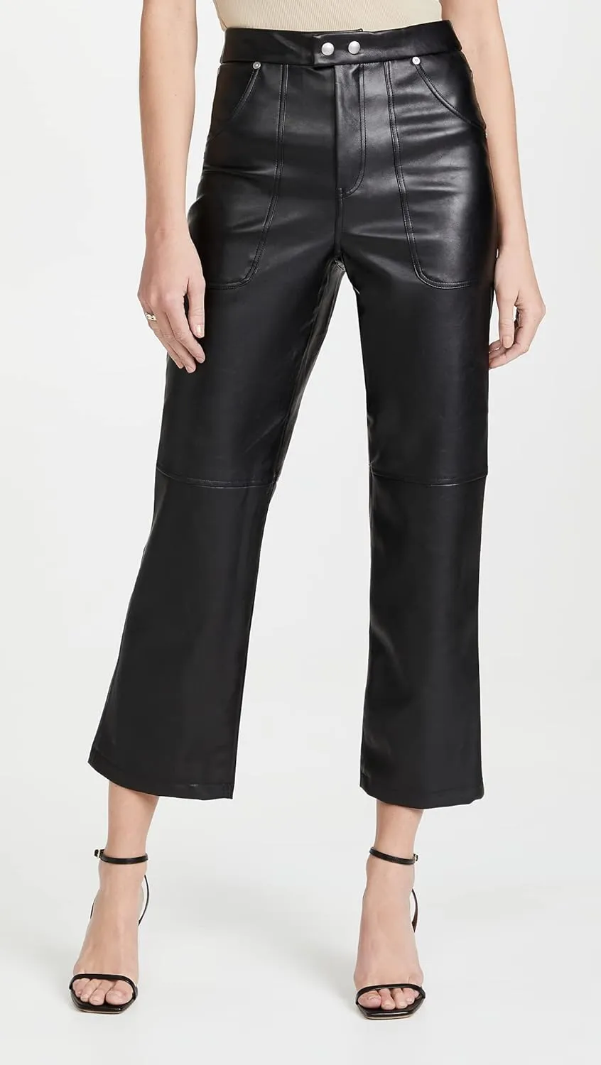 [BLANKNYC] Womens Luxury Clothing Ribcage Straight Leg Vegan Leather Pants, The Baxter Pants