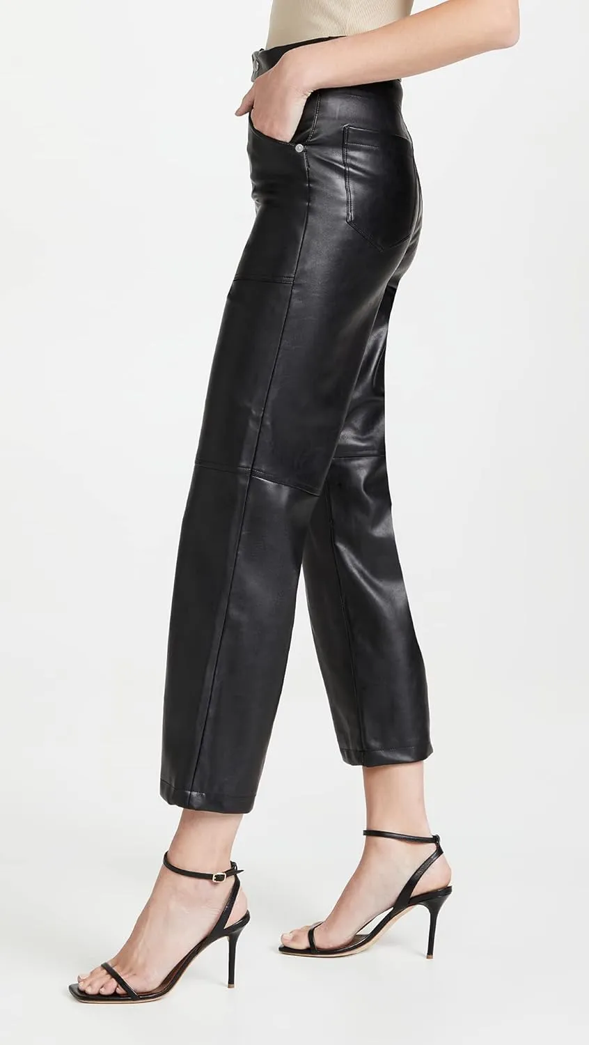 [BLANKNYC] Womens Luxury Clothing Ribcage Straight Leg Vegan Leather Pants, The Baxter Pants