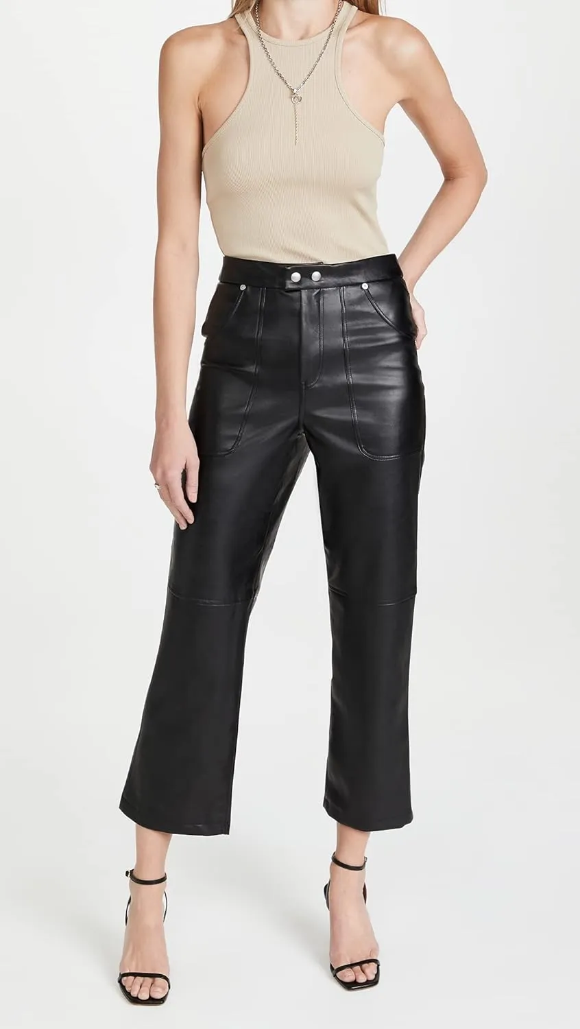 [BLANKNYC] Womens Luxury Clothing Ribcage Straight Leg Vegan Leather Pants, The Baxter Pants