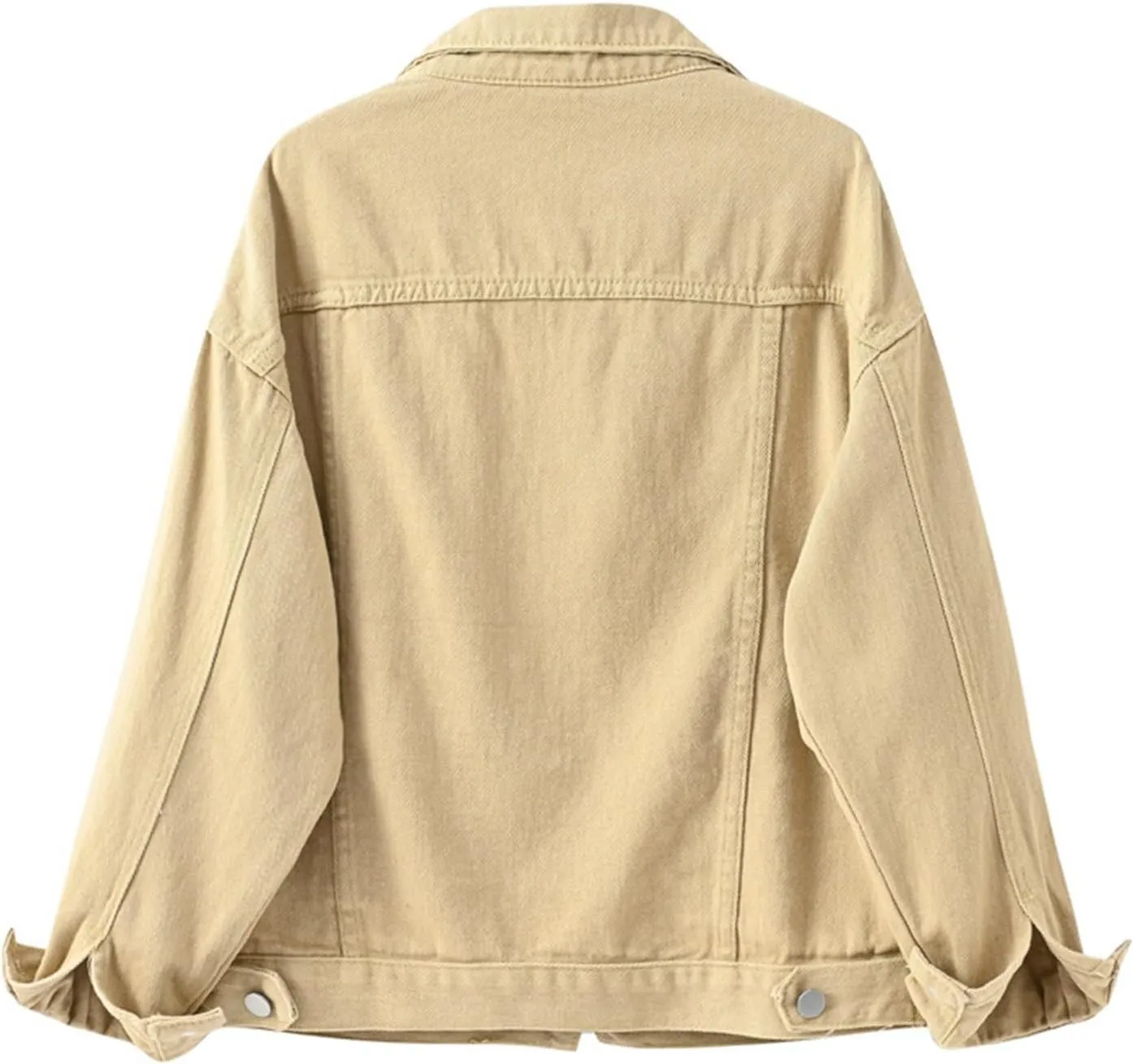 Bomber Jackets for Women Solid Button Down Jeans Denim Jackets Plus Size Trendy Casual Oversized Coat with Pockets