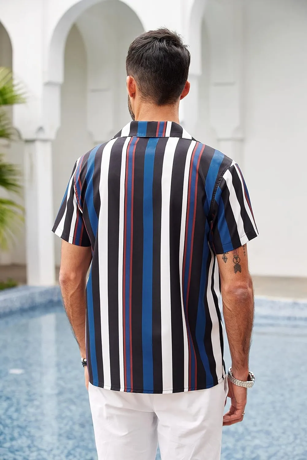 COOFANDY Men Short Sleeve Button Up Shirts Lightweight Beach Wear Tropical Hawaiian Shirt