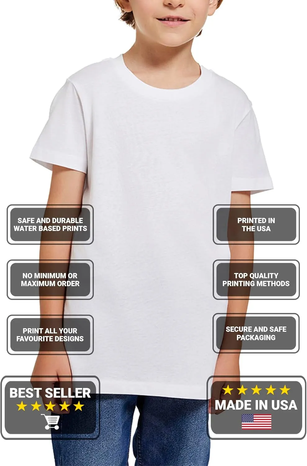 Custom Shirt for Kids Boys Girls Personalized Your Own Image Photo Text T-Shirt Front/Back Print