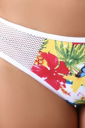 Flamingo Tropic Mesh Trim Triangle Bikini Set