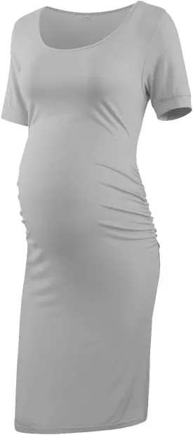 Floral & Solid Maternity Dress, Ruched Side Bodycon Pregnancy Dress for Casual Wear/Baby Shower/Photoshoot