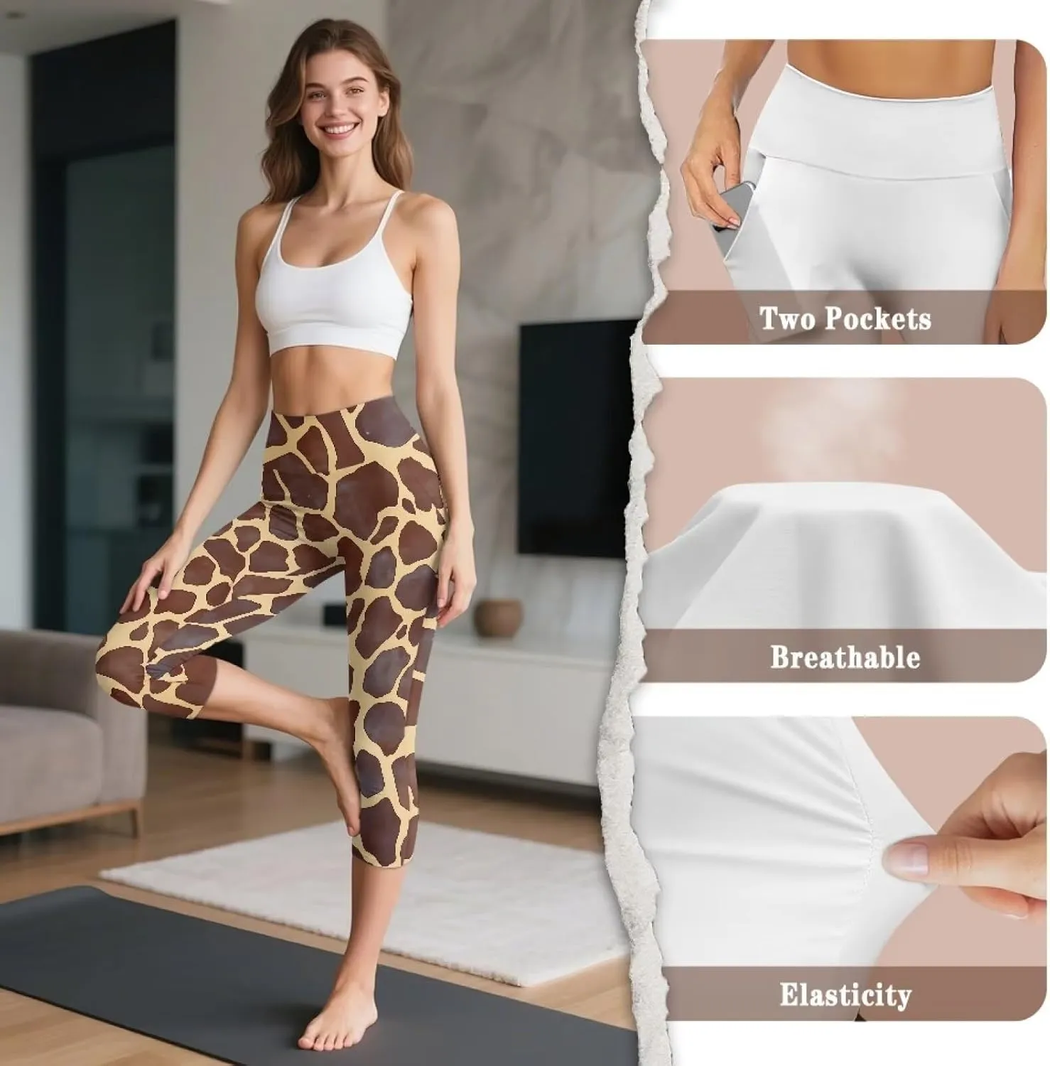 Galaxy High Waisted Capri Leggings for Women, Lotus Mandala Tummy Control Yoga Pants Butterfly Stretchy Leggings