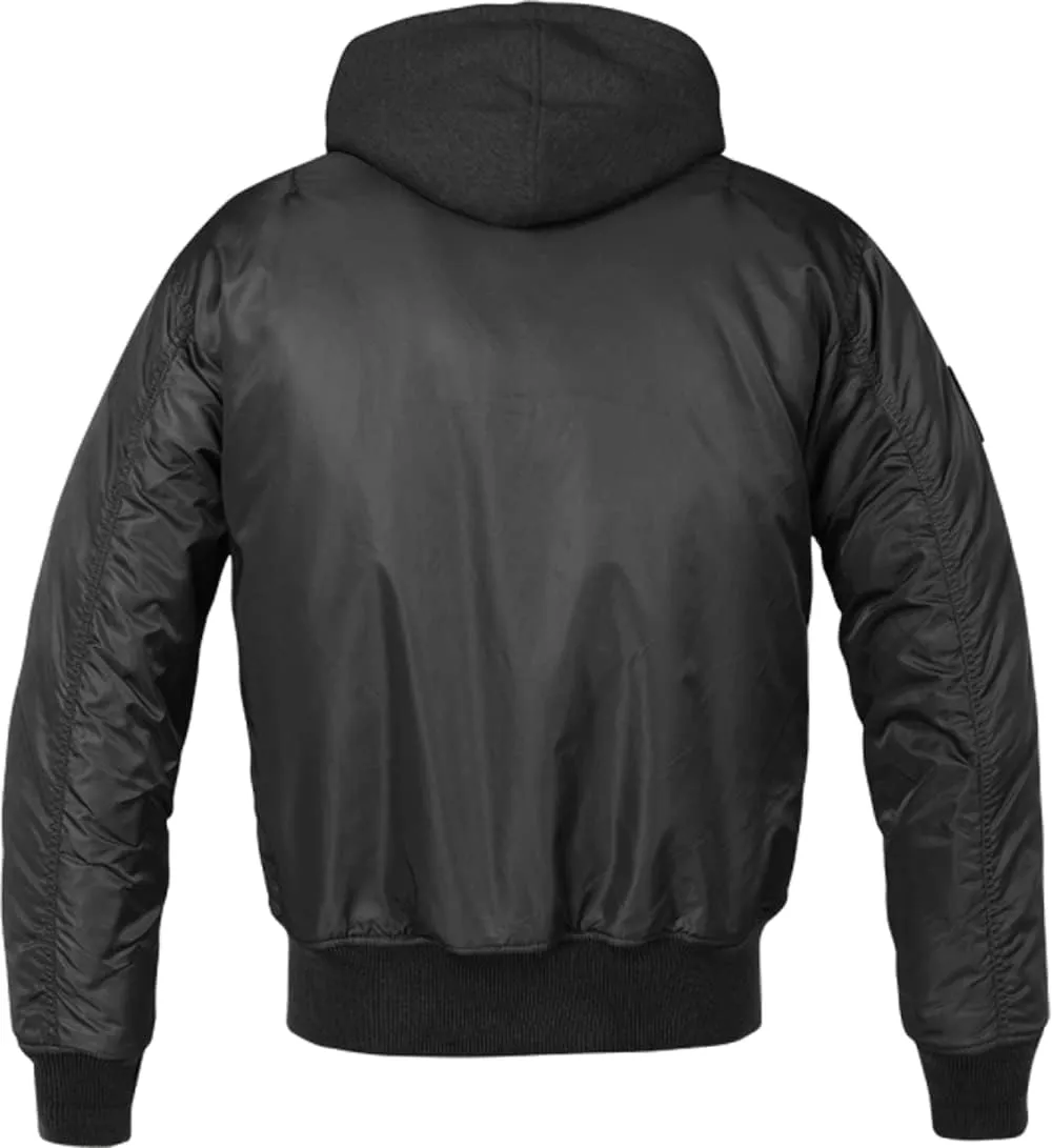 Individual Wear Men's MA1 Wind/Water-Resistant Casual Outdoor Hooded Bomber Jacket with Warm Lining & Knitted Collar