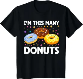Kids Cute Donut 3rd Birthday I'm This Many Donuts 3 Year Old T-Shirt