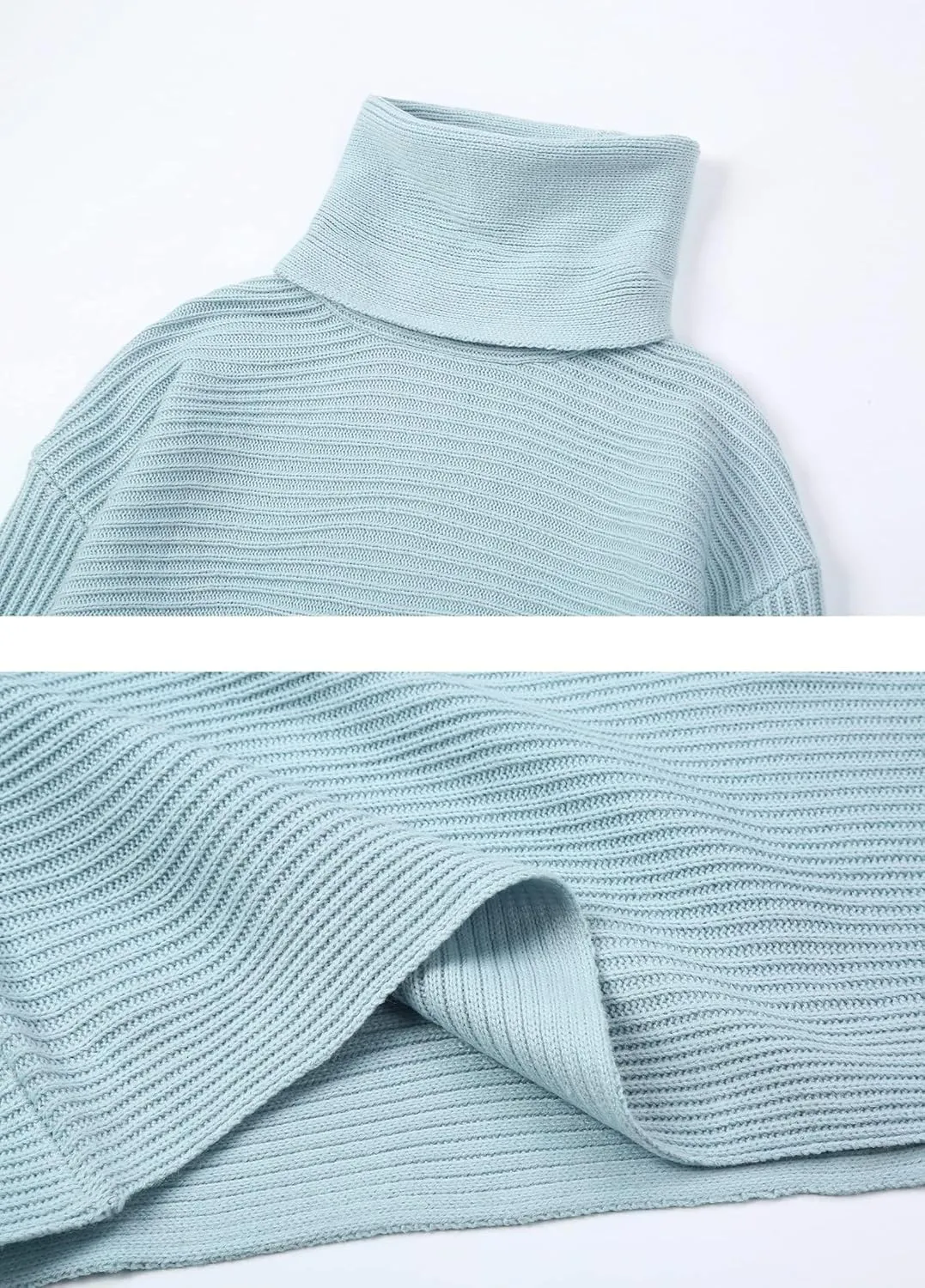 loveimgs Women's 2 Piece Outfits Ribbed Knit Long Sleeve Turtleneck Midi Pencil Skirt Set Casual Two Piece Dress