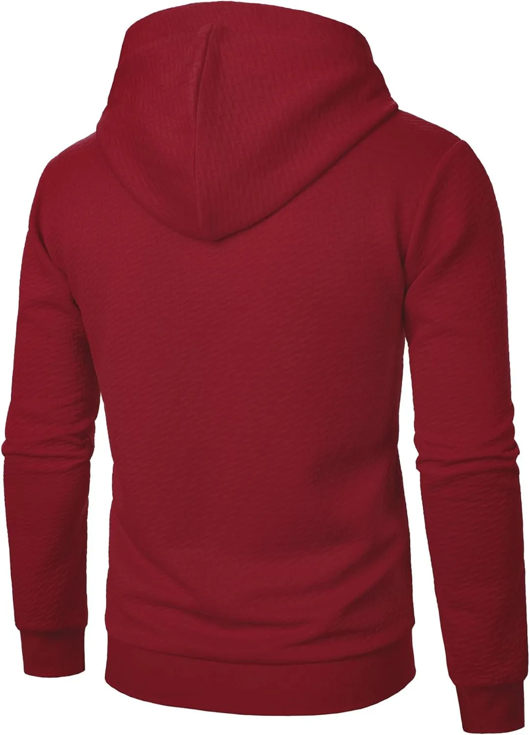 Mens Hooded Sweatshirts Drawstring Waffle Casual Long Sleeve Solid Texture Stylish Pullover Outdoor Warm Sweater Tops