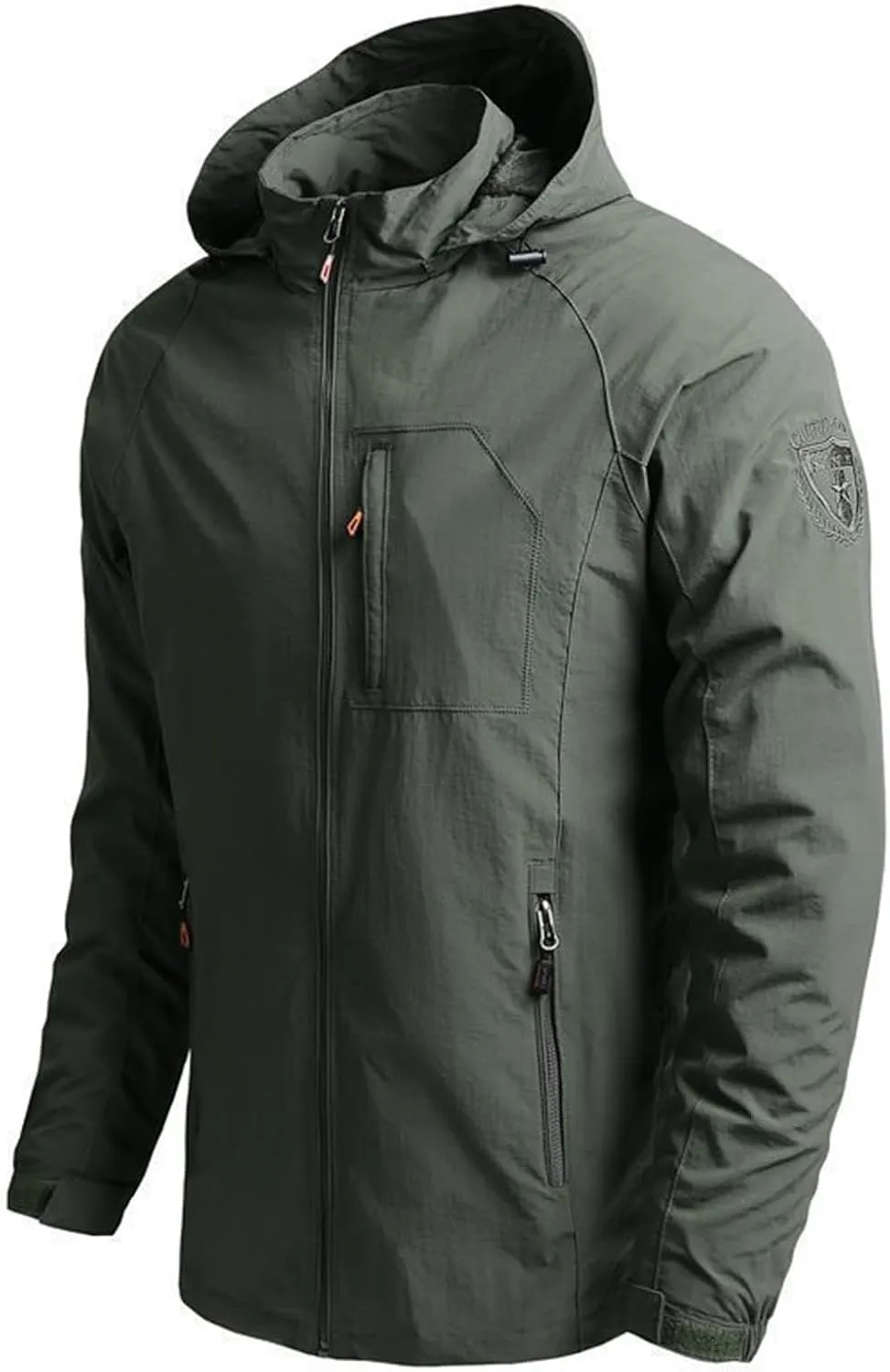 Mens Rain Jackets Military Tactical Jacket Zip Up Hooded Waterproof Windbreakers Lightweight Coats Hiking Raincoat