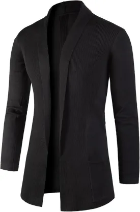 Mens Stylish Casual Cardigan Sweater Comfortable Slim Fit Fall 2023 Winter Coats Shawl Collar Soft Fabric V Neck Jackets