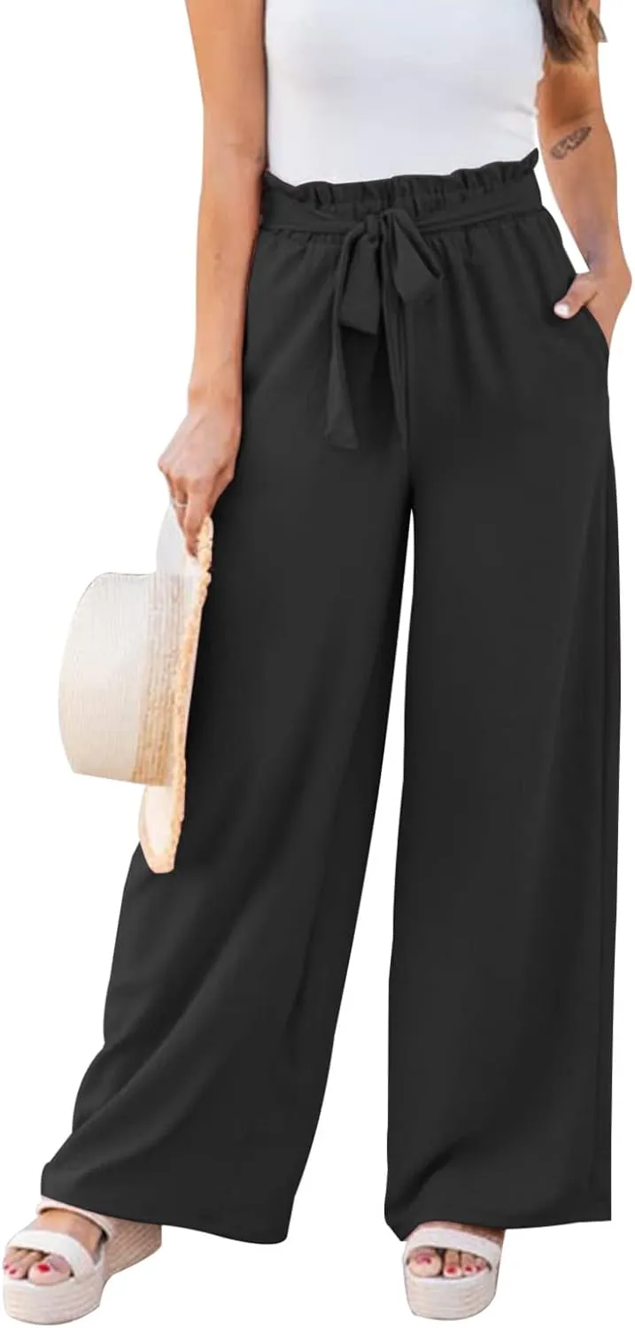NIMIN Wide Leg Pants for Women High Waisted Business Casual Pants Work Pants Loose Flowy Summer Beach Pants with Pockets