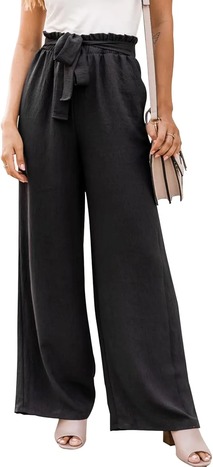 NIMIN Wide Leg Pants for Women High Waisted Business Casual Pants Work Pants Loose Flowy Summer Beach Pants with Pockets