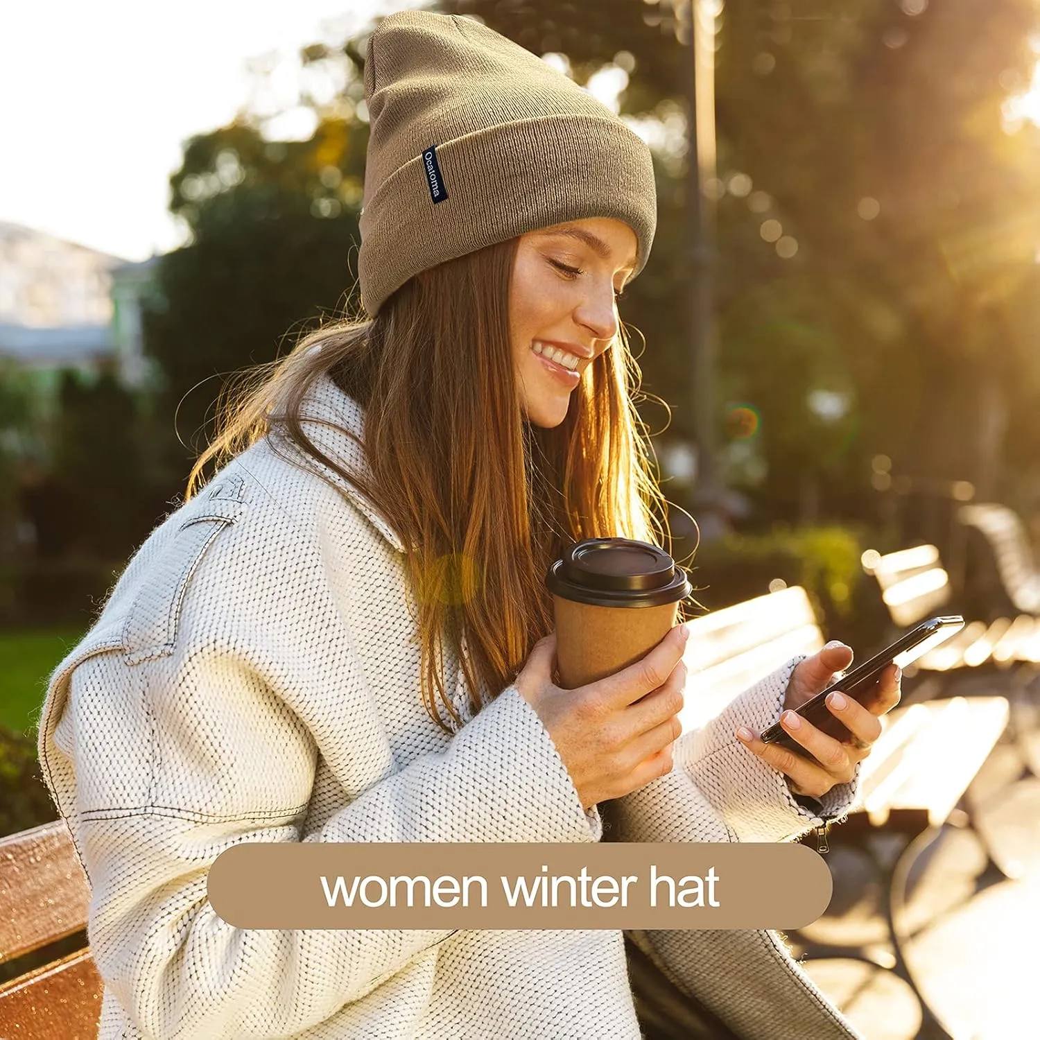 Ocatoma Beanie for Men Women Acrylic Knit Cuffed Slouchy Men's Daily Warm Hat Unisex Gifts for Men Women Boyfriend Him Her