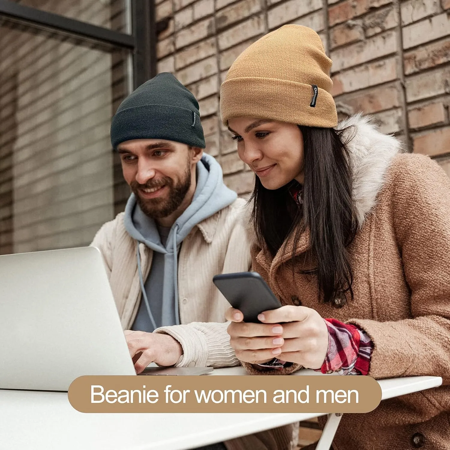 Ocatoma Beanie for Men Women Acrylic Knit Cuffed Slouchy Men's Daily Warm Hat Unisex Gifts for Men Women Boyfriend Him Her