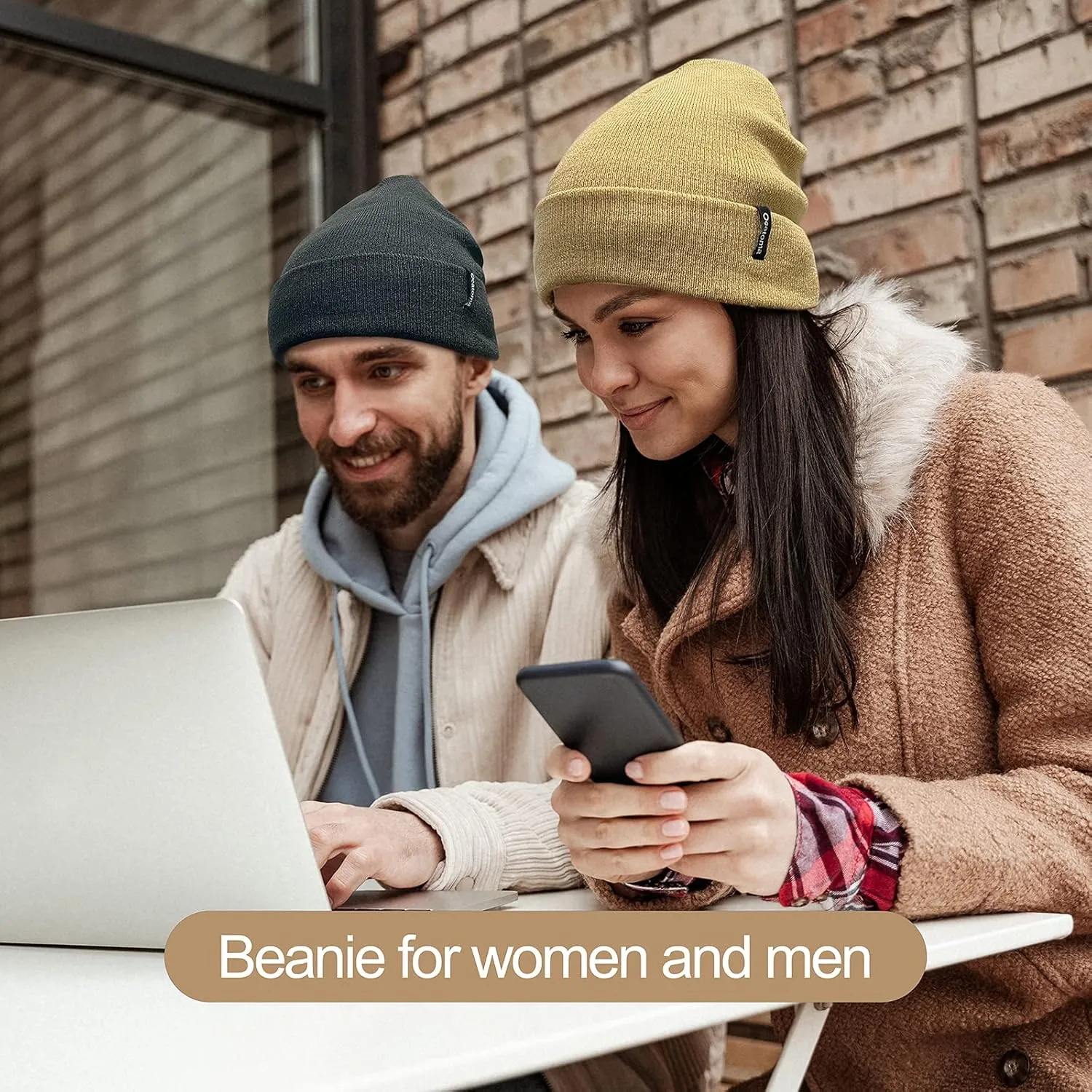 Ocatoma Beanie for Men Women Acrylic Knit Cuffed Slouchy Men's Daily Warm Hat Unisex Gifts for Men Women Boyfriend Him Her