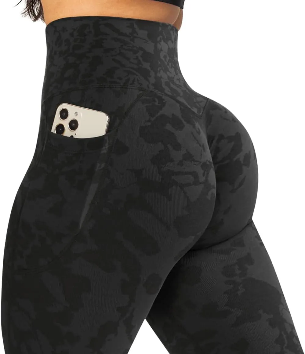 OMKAGI Women Scrunch Butt Lifting Leggings with Pockets Compression High Waisted Gym Workout Leggings