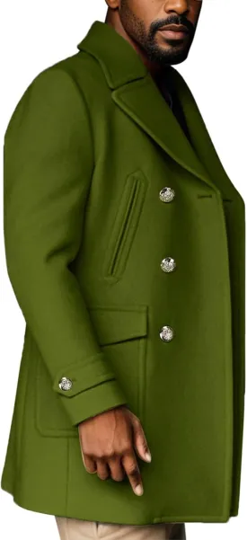 PeQAQ Men Woolen Trench Coat Slim Fit Notch Lapel Single Breasted Coats Winter Warm Business Blazer Long Suit Jacket Overcoat