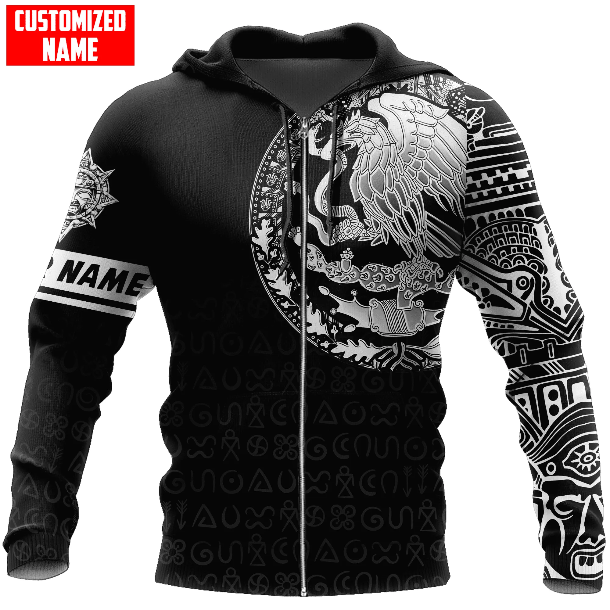Personalized Name Aztec God Mexican Coat Of Arms All Over Printed Unisex Sweatshirt Hoodie Shirts