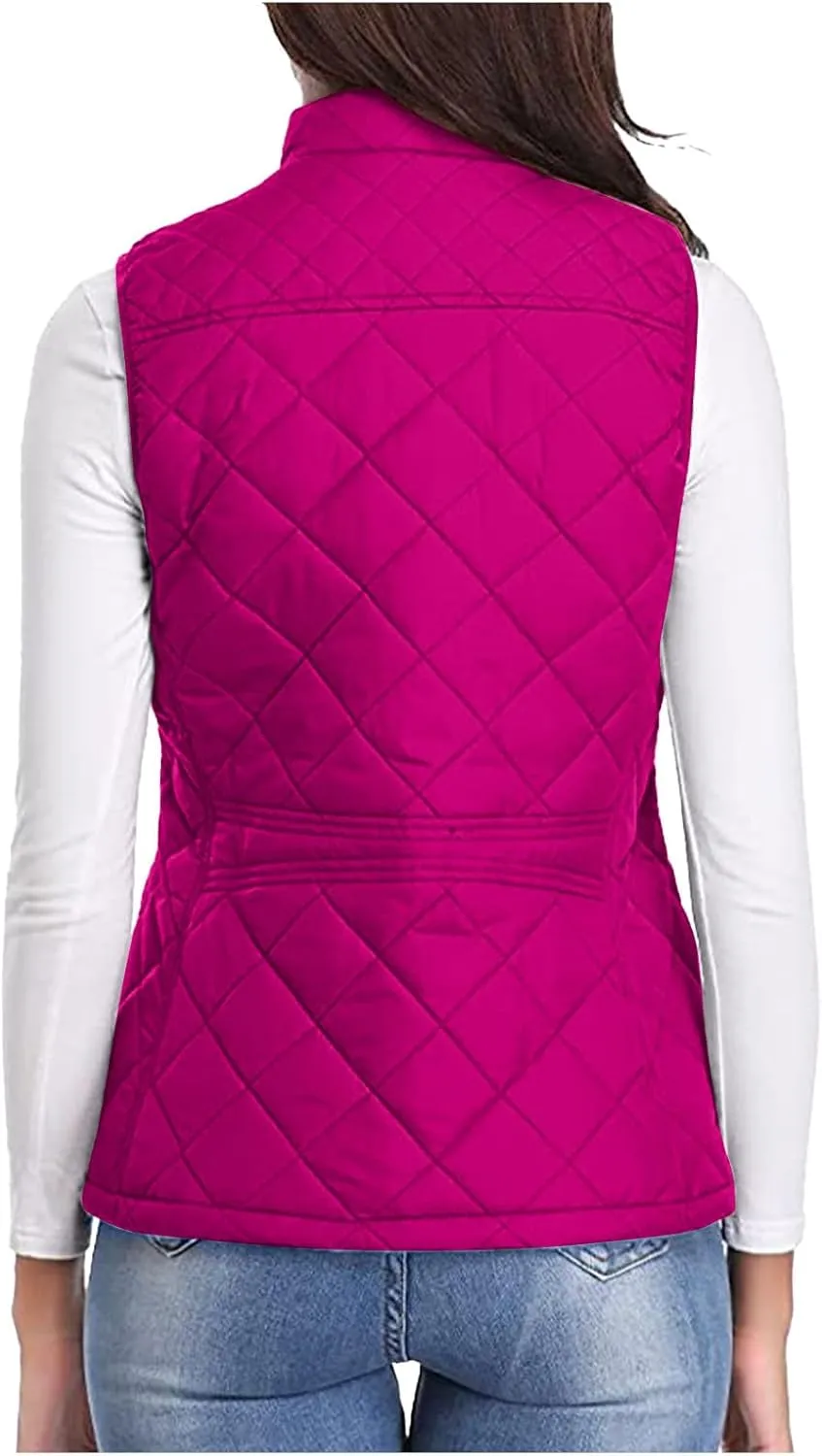 Puffer Vest Women Stand Collar Lightweight Gilet Quilted Zip Vest Sleeveless Winter Down Jackets Warm Vests Outerwear
