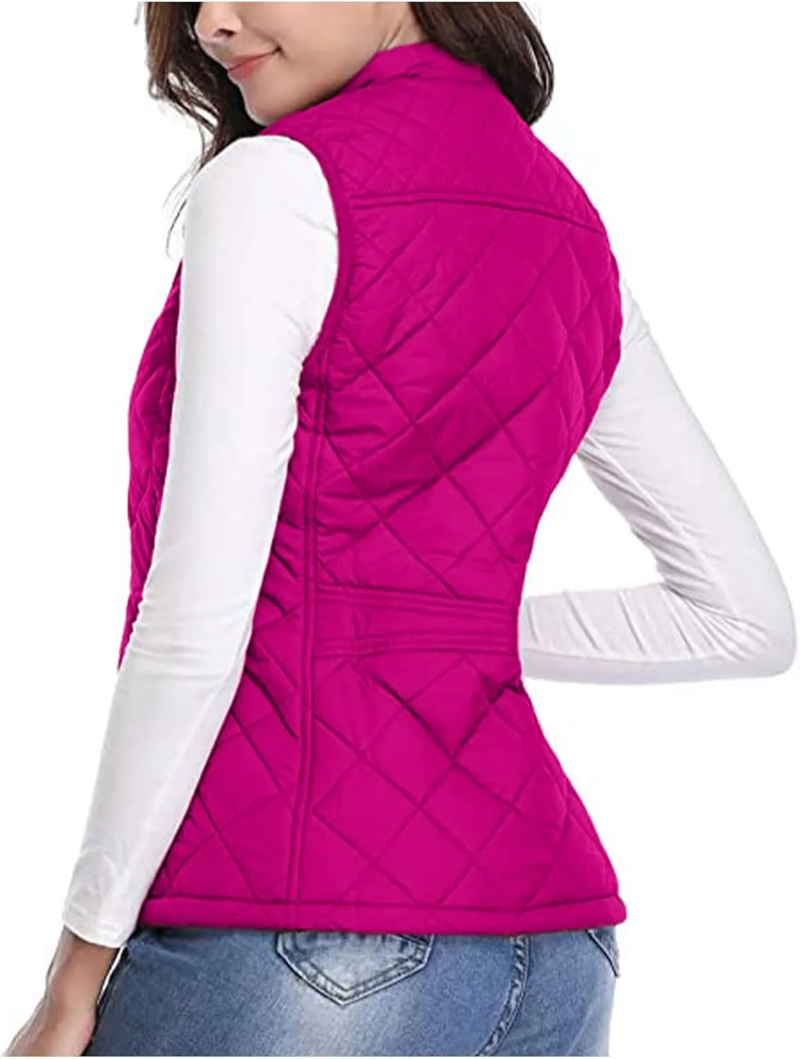 Puffer Vest Women Stand Collar Lightweight Gilet Quilted Zip Vest Sleeveless Winter Down Jackets Warm Vests Outerwear