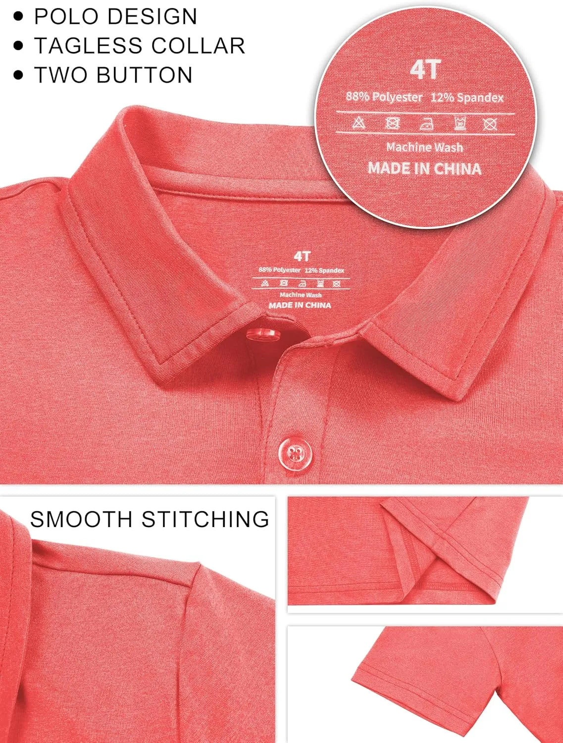 QBK Boys' Active Performance Golf Polo Shirts Kids Dry Fit School Uniform for Toddler to Youth