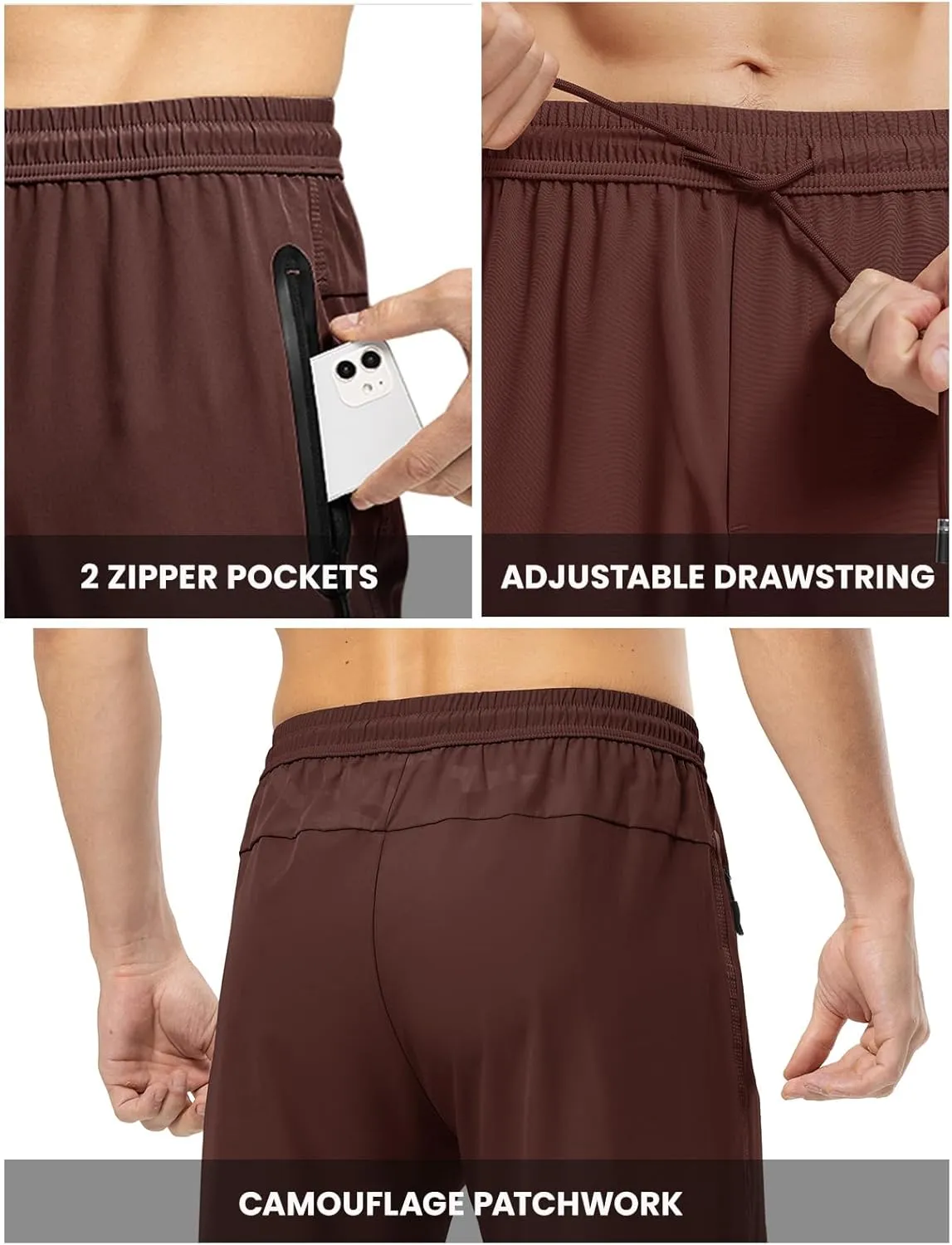 Rdruko Men's Casual Pants Lightweight Quick Dry Hiking Running Workout Outdoor Sports Sweat Pants
