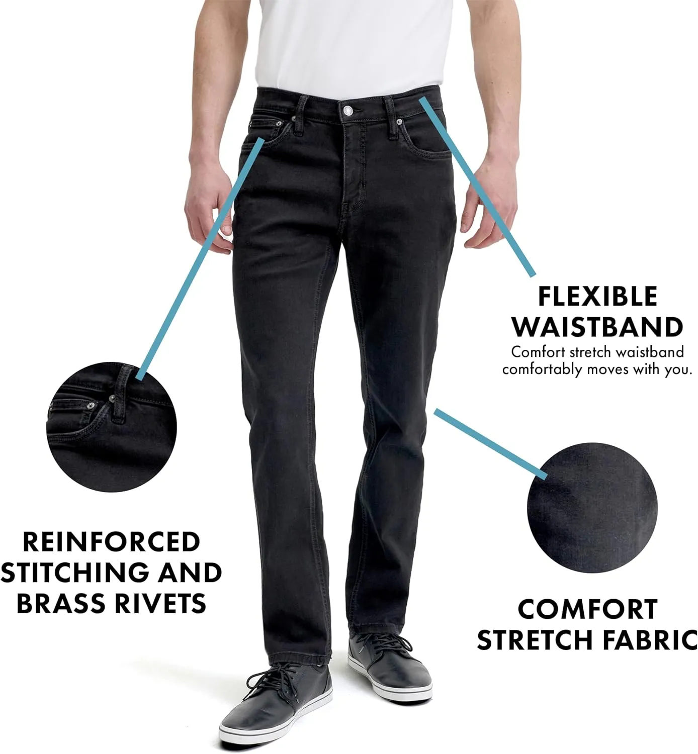 Slim Fit Mens Jeans  Stretch Fabric Tapered Pants for Men  Premium Comfort Casual Wear and Work Attire