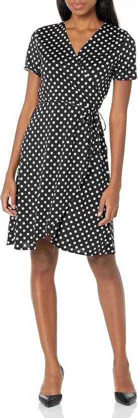 Star Vixen Women's Plus-Size Short-Sleeve Ballerina Wrap Dress