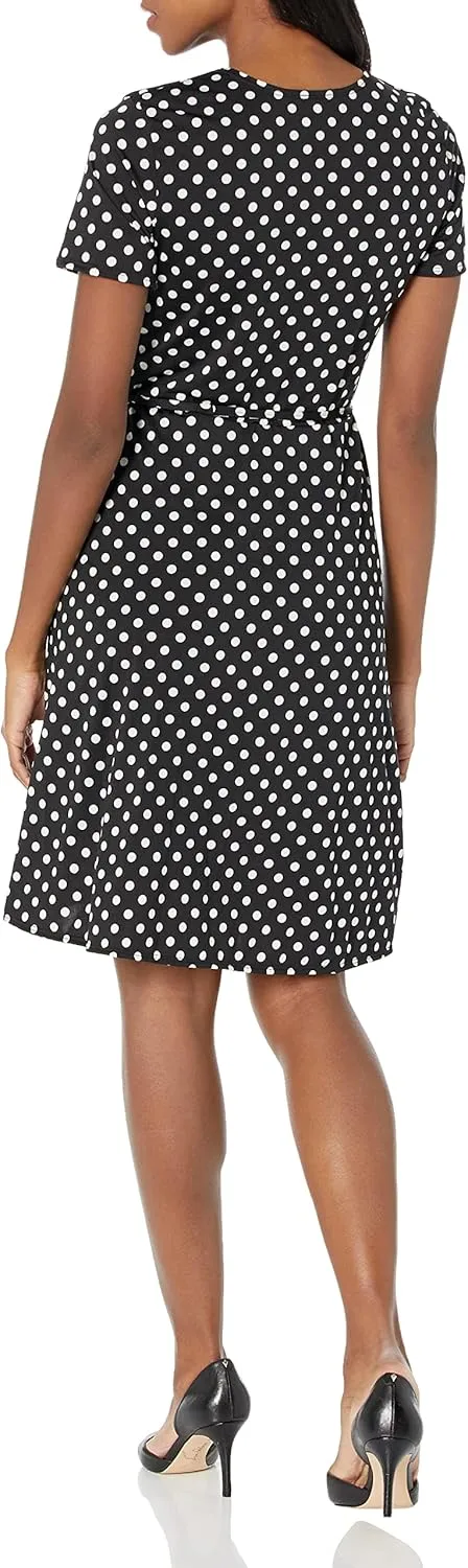 Star Vixen Women's Plus-Size Short-Sleeve Ballerina Wrap Dress
