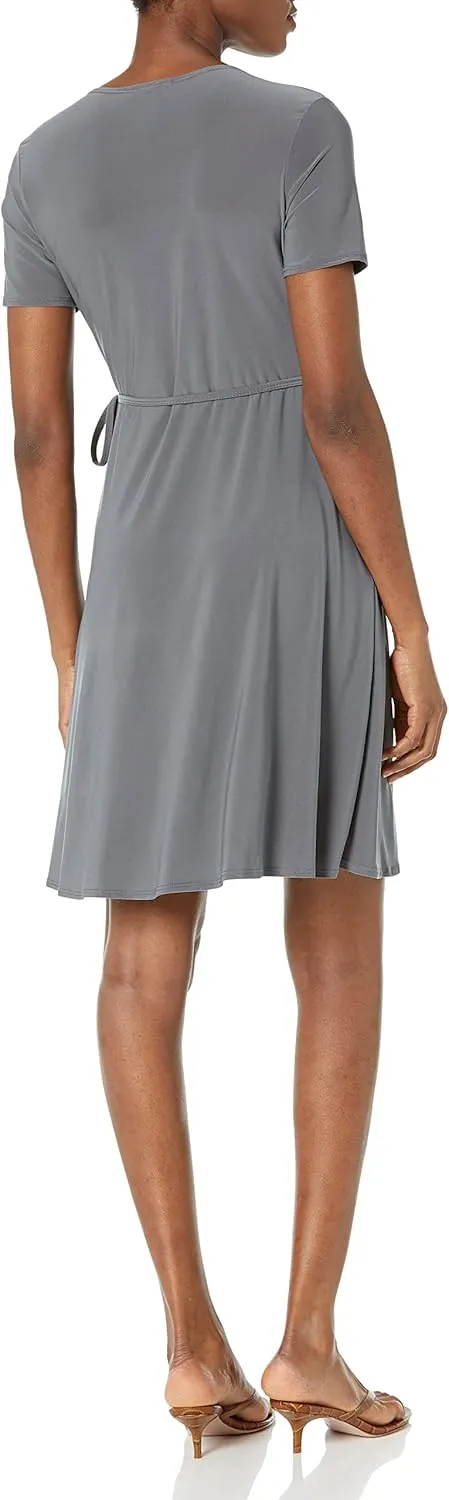 Star Vixen Women's Plus-Size Short-Sleeve Ballerina Wrap Dress