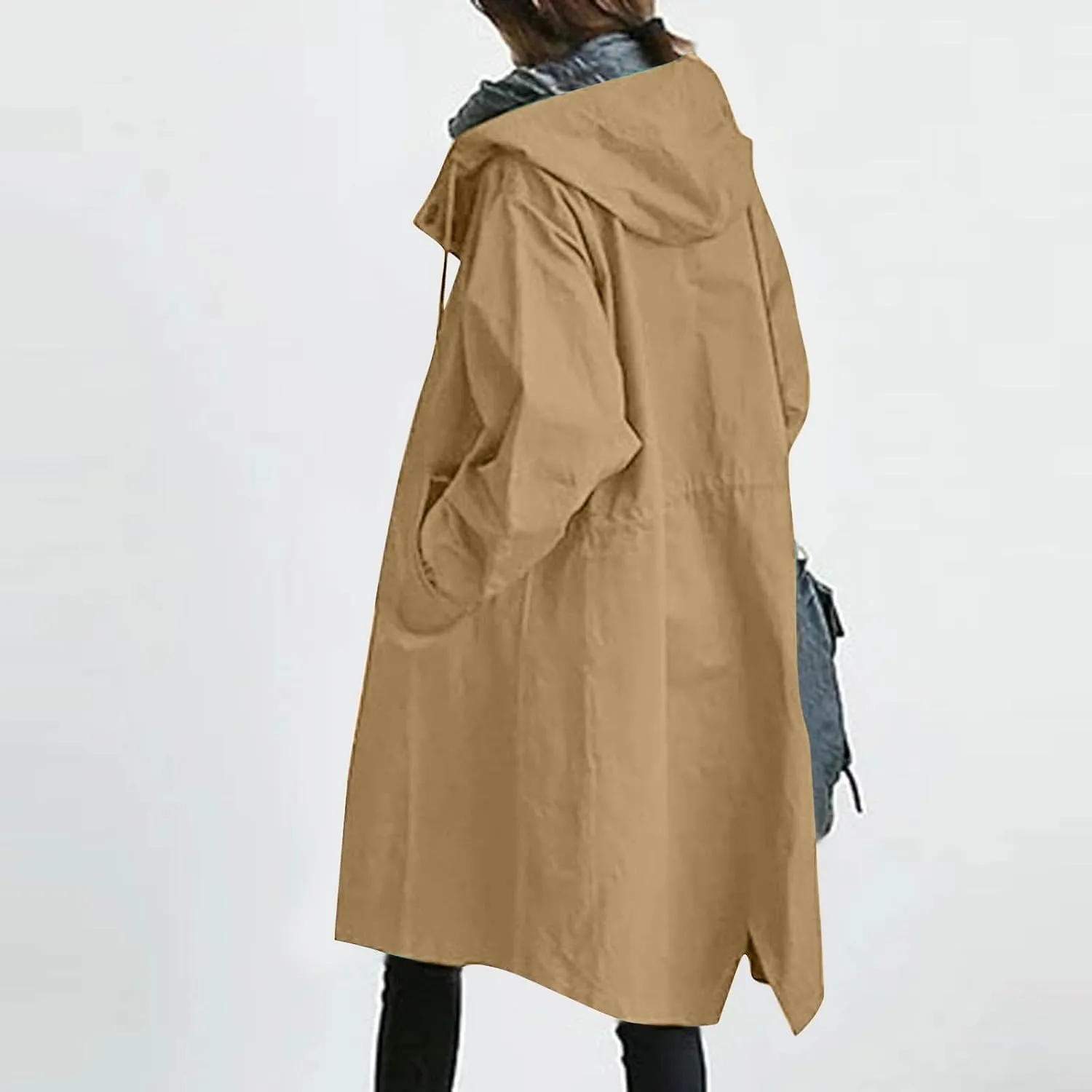 Trench Coat Women Hooded Coat Outwear Womens Elegant Windbreaker Wild Winter Women'S Coat with Belt Trench Coat for