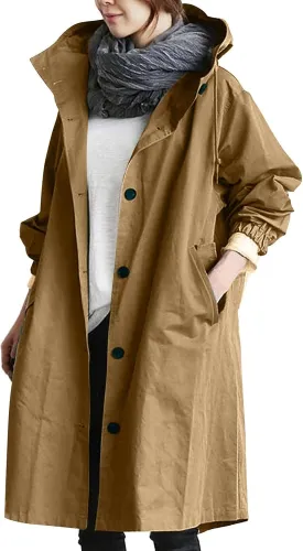 Trench Coat Women Hooded Coat Outwear Womens Elegant Windbreaker Wild Winter Women'S Coat with Belt Trench Coat for