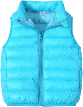 Unisex Baby Vest Stand Up Zip Up Sleeveless Jacket for Winter Fall Hooded Coats for Teen Girls