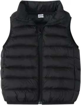 Unisex Baby Vest Stand Up Zip Up Sleeveless Jacket for Winter Fall Hooded Coats for Teen Girls