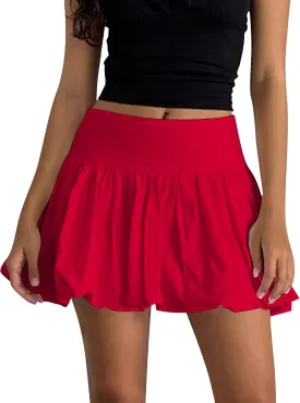 Women Y2k Cute Mini Bubble Skirts Pleated Ruffle Puffy Short Skirt A Line Low Waist Vintage Balloon Girls Skirts