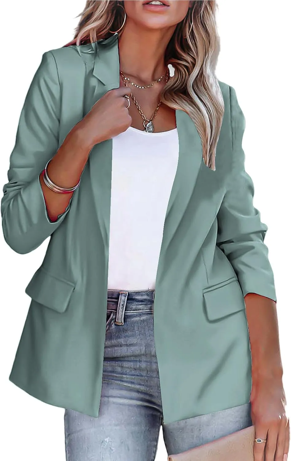 Women's Business Casual Blazers Slim Fit Jackets Open Front Work Office Blazer Long Sleeve Coat Summer Lightweight Suit