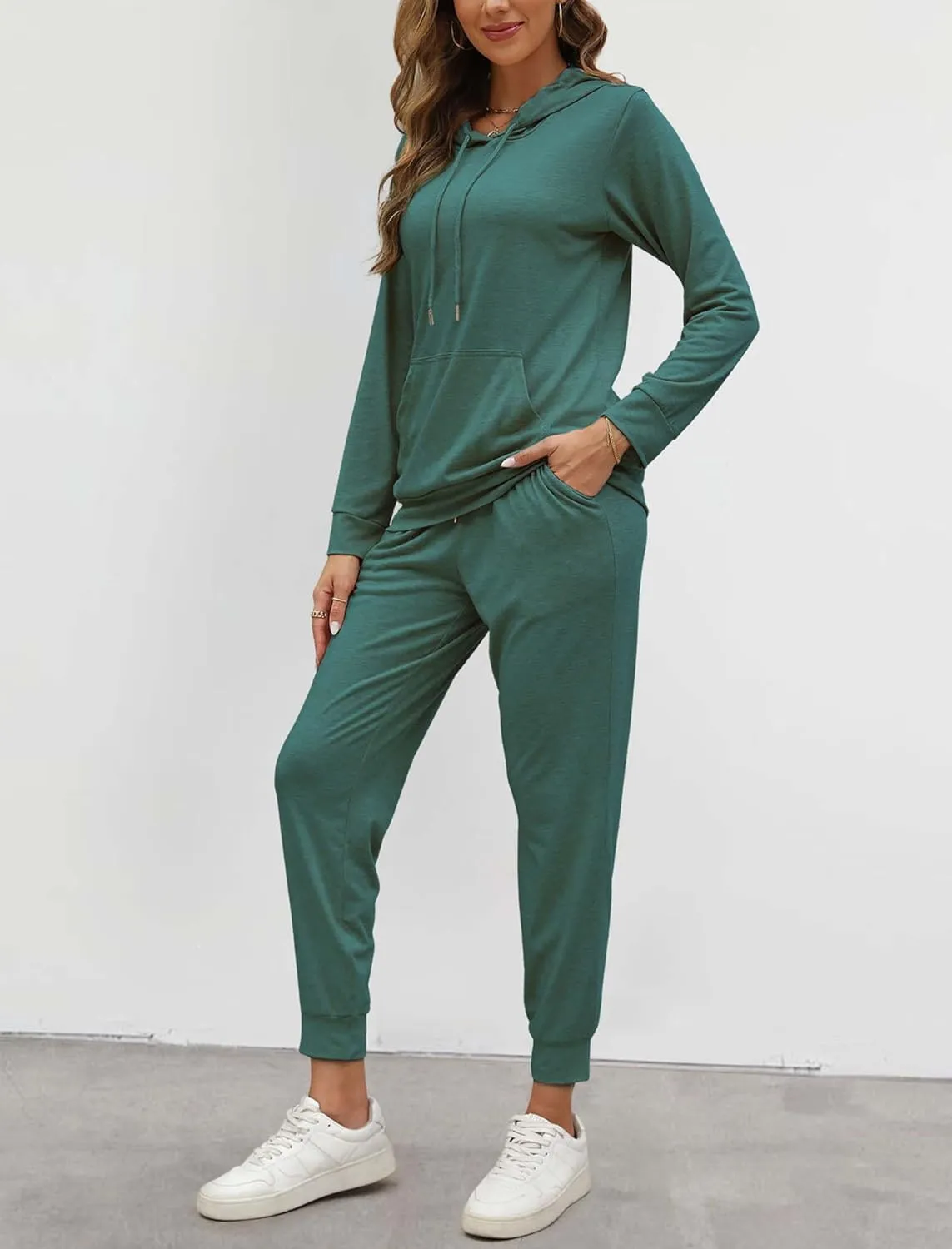 Womens Two Piece Tracksuit Outfits Hoodies Jogger Sweatsuit Lounge Sets with Pockets