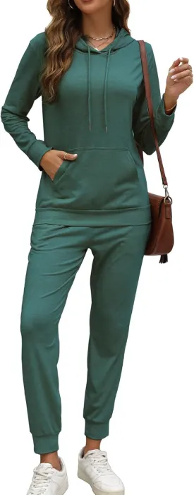 Womens Two Piece Tracksuit Outfits Hoodies Jogger Sweatsuit Lounge Sets with Pockets