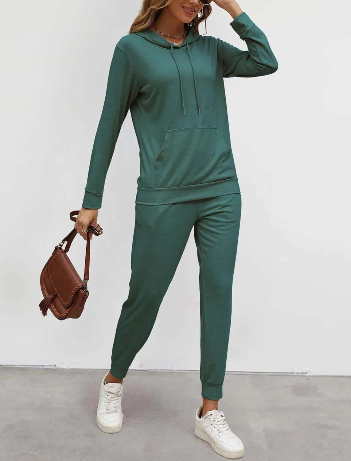 Womens Two Piece Tracksuit Outfits Hoodies Jogger Sweatsuit Lounge Sets with Pockets