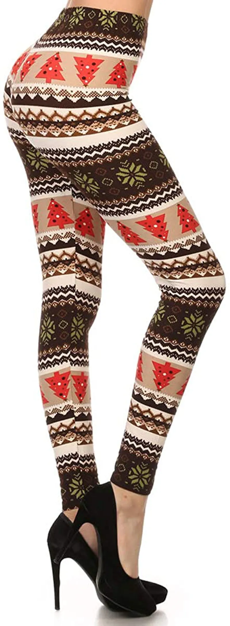 Women's Ultra Soft Christmas Reindeer Santa Snowman Holiday Printed Fashion Leggings BAT22