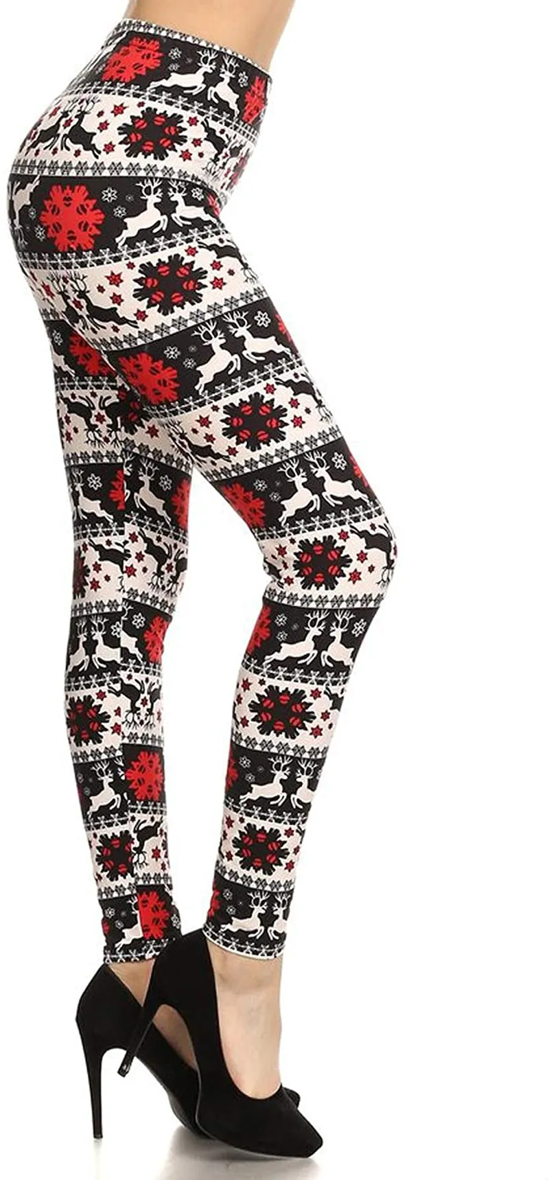 Women's Ultra Soft Christmas Reindeer Santa Snowman Holiday Printed Fashion Leggings BAT22