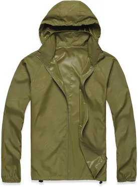 Ymosrh Men's Work Jackets Lightweight Waterproof Windbreaker Rain Jacket Packable with Hood for Hiking Travel, XS-3XL