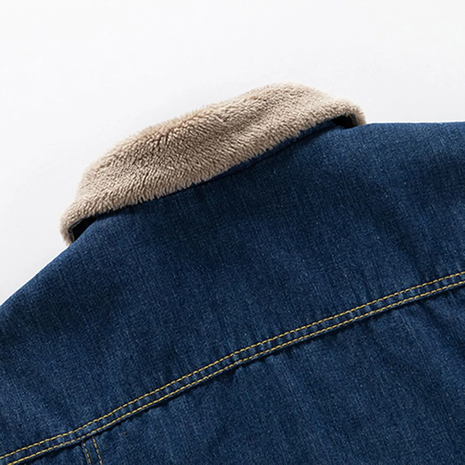 Zeiyignr Men's Sherpa Fleece Lined Denim Jacket Warm Winter Trucker Jacket Cowboy Jean Jacket Cargo Work Coat Windbreaker