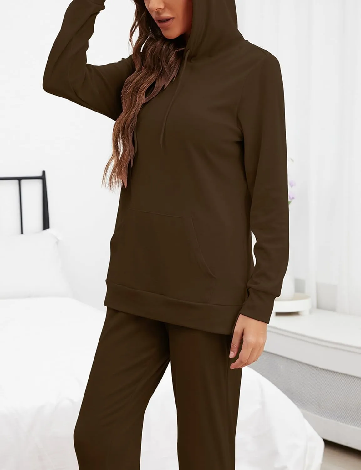 ZHENWEI Sweatsuits for Women Set Jogger Set Hoodie Two Piece Lounge Suit Long Sleeve Athletic Outfits Kangaroo Pockets