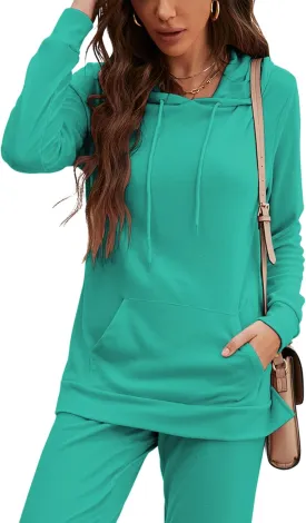 ZHENWEI Sweatsuits for Women Set Jogger Set Hoodie Two Piece Lounge Suit Long Sleeve Athletic Outfits Kangaroo Pockets