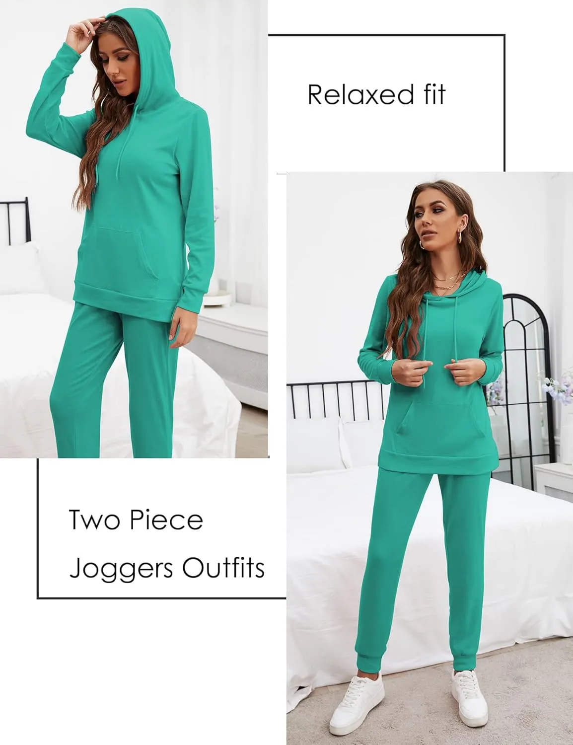ZHENWEI Sweatsuits for Women Set Jogger Set Hoodie Two Piece Lounge Suit Long Sleeve Athletic Outfits Kangaroo Pockets