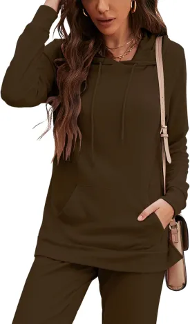 ZHENWEI Sweatsuits for Women Set Jogger Set Hoodie Two Piece Lounge Suit Long Sleeve Athletic Outfits Kangaroo Pockets